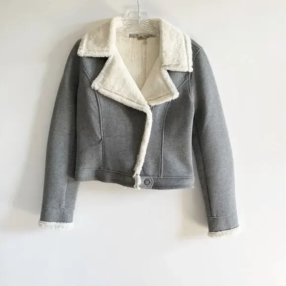 Athleta 2 in 1 Convertible Faux Fur Moto Jacket